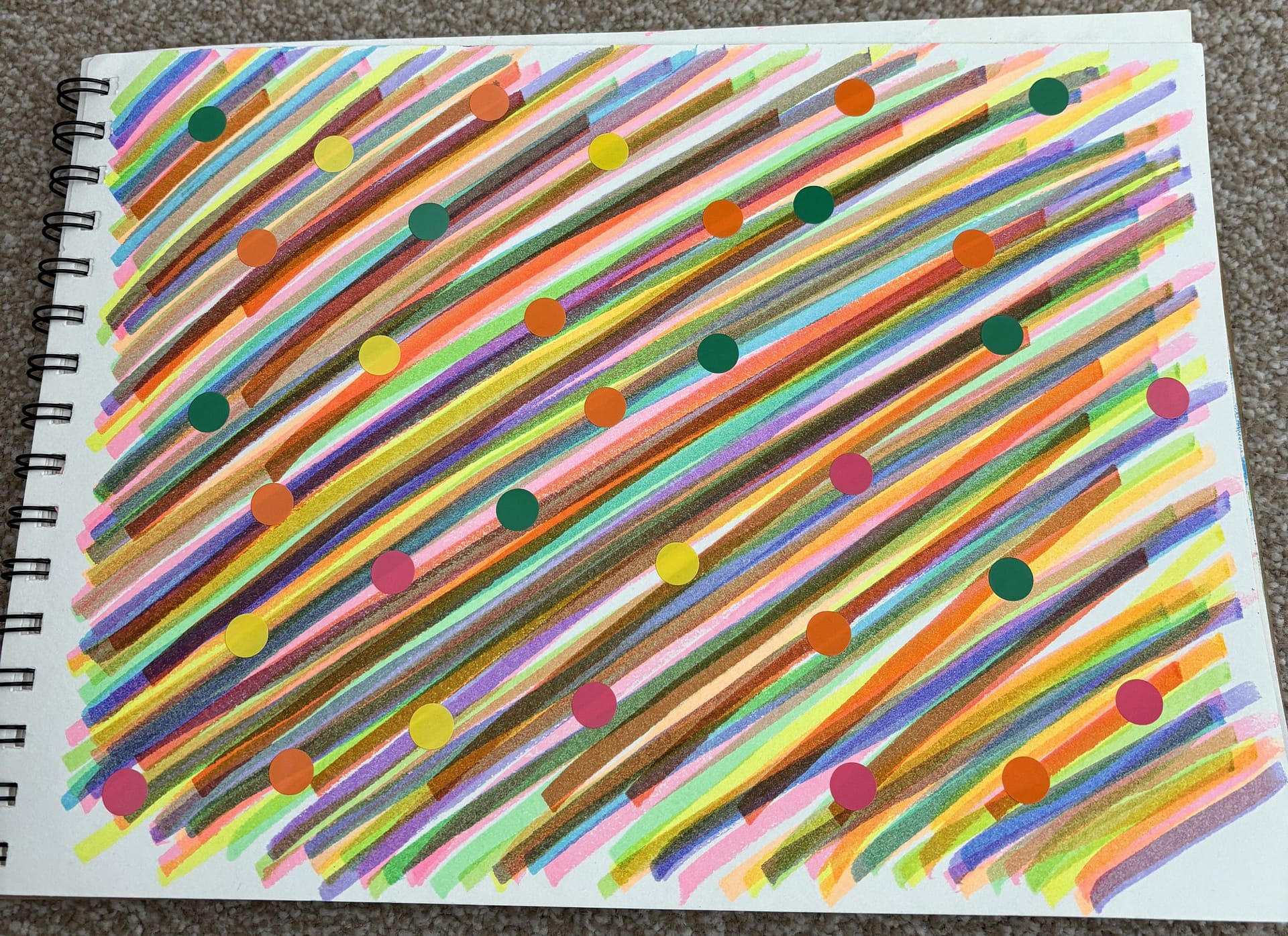 colourful intuitive art showing low demand creativity with bright lines and dots
